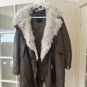 All Saints Skyla 3-1 Shearling Parka - Size Small